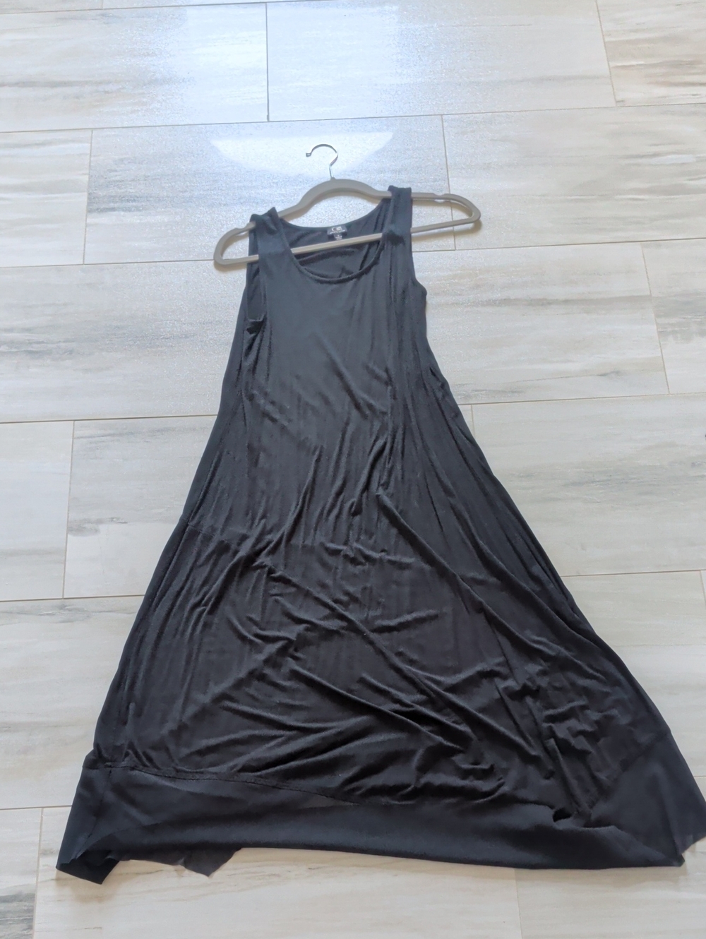 Cable & Gauge Asymmetrical Black Sleeveless Midi - Maxi Dress